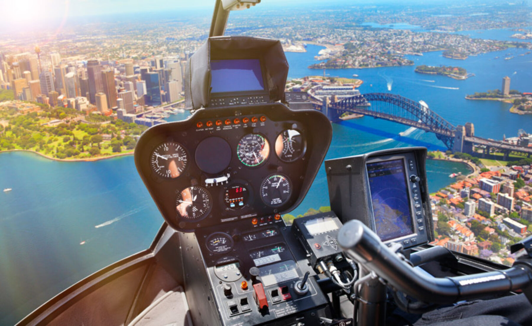 australia sydney view from helicopter cockpit dnsw