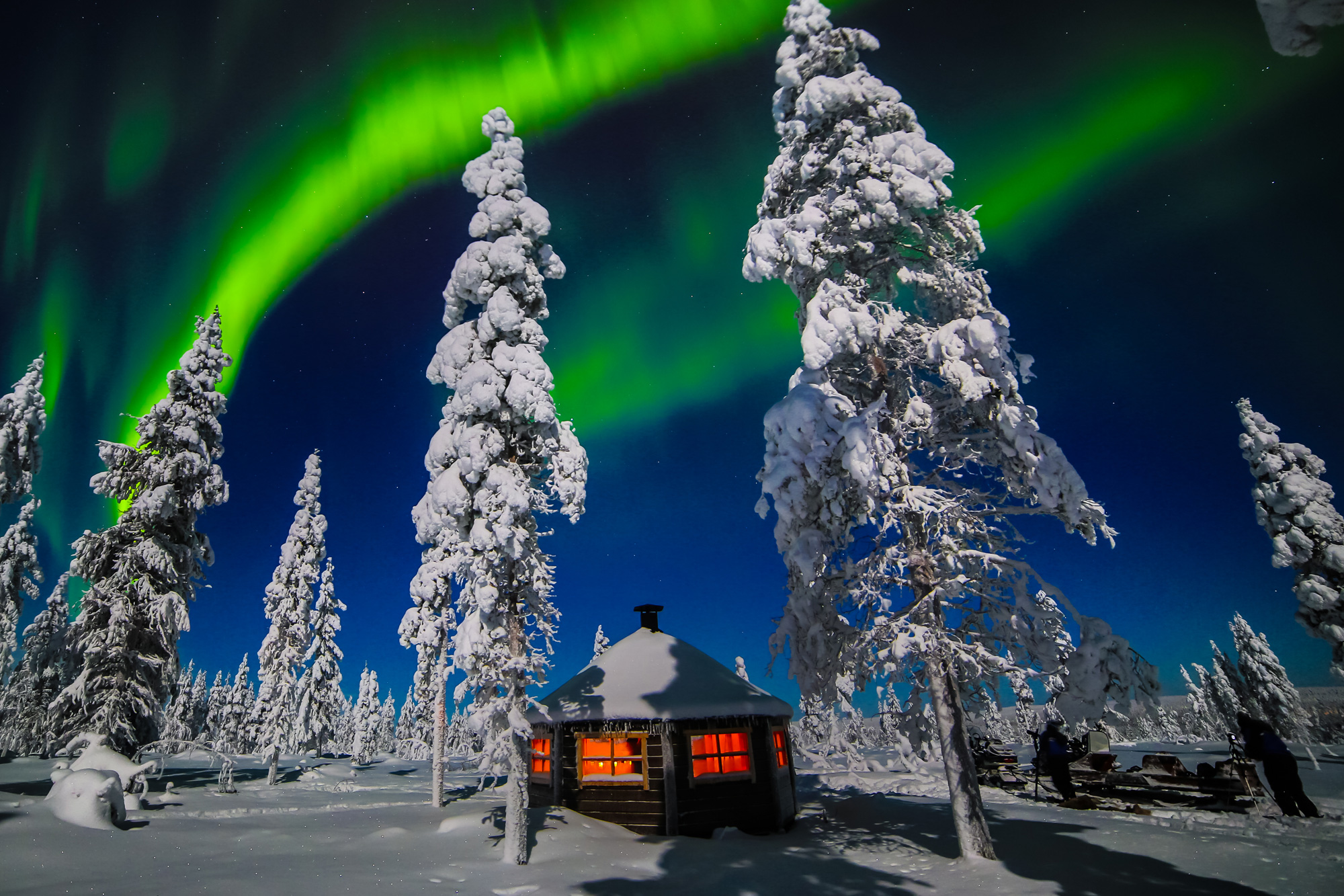 Деревня Санта-Клауса Финляндия Северное сияние