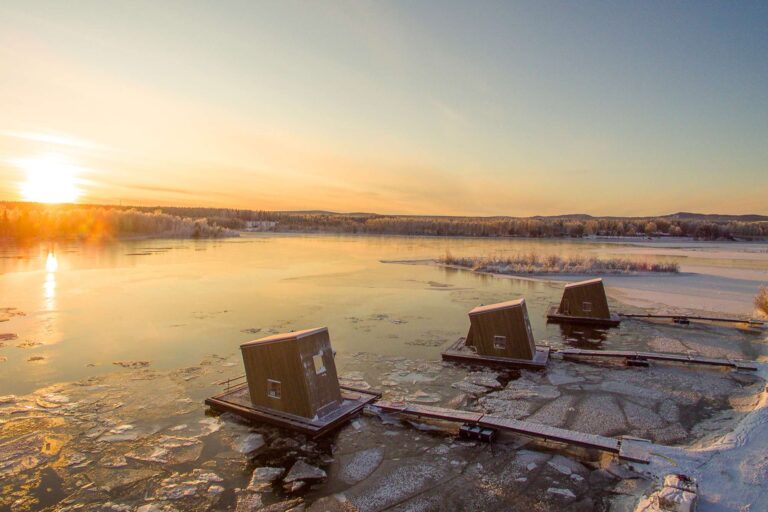 swedish lapland arctic bath melting river ice