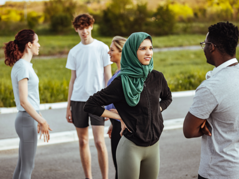 Picture of students interviewing people